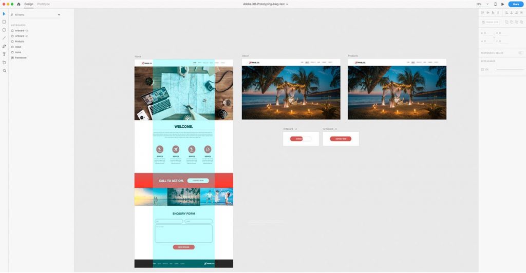 Wibble's Web Design Blog: Adobe XD: How to interact with, create and share a XD prototype