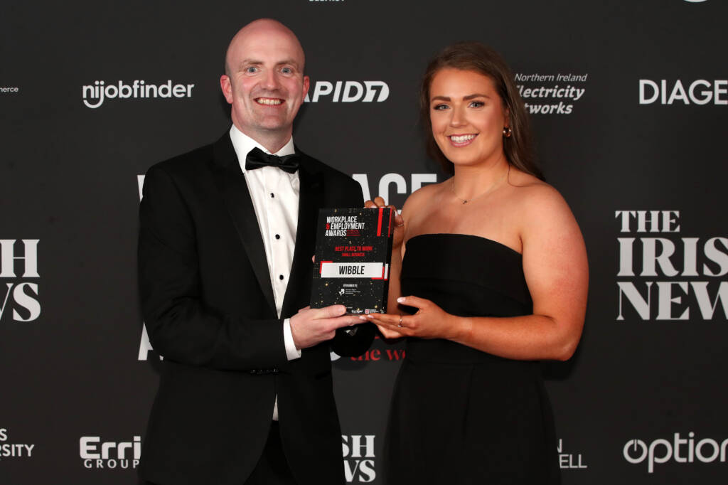 Wibble recognised as “the best place to work” at the Irish News Workplace and Employment Awards 2024 at Titanic Belfast - Award Winners