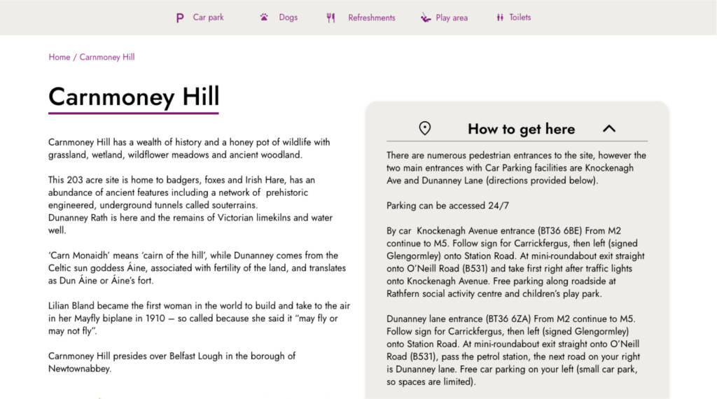 Belfast Hills and Carnmoney Hill How To Get Here 