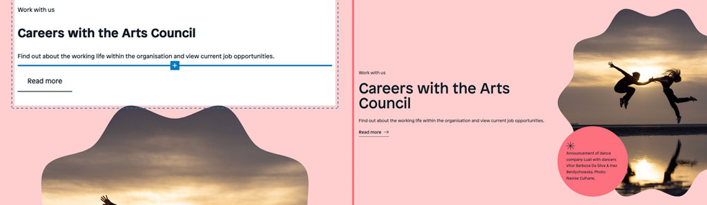  Front end  to backend visualisation of the WordPress block editor 